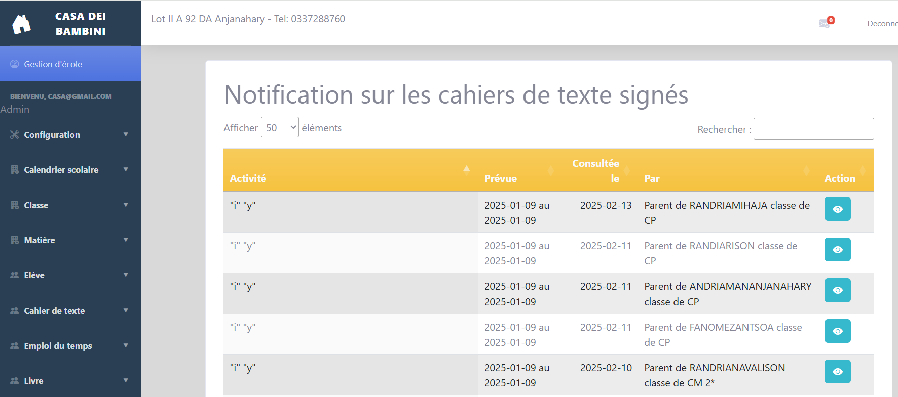 Système de gestion scolaire